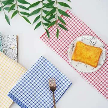 Gentlife Large Kitchen Dish Towels, 16 Inch x 26 Inch Bulk Absorbent Cotton Kitchen Towels, 4 Pack Bright Colorful Tea/Bar Towels for Washing Drying Dishes and Household