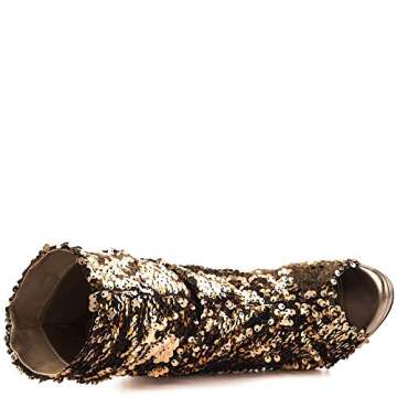 Lauren Lorraine Marlow Rose Gold Sequin Peep Toe High Heel Sexy Dress Bootie (6)