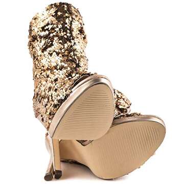 Lauren Lorraine Marlow Rose Gold Sequin Peep Toe High Heel Sexy Dress Bootie (6)