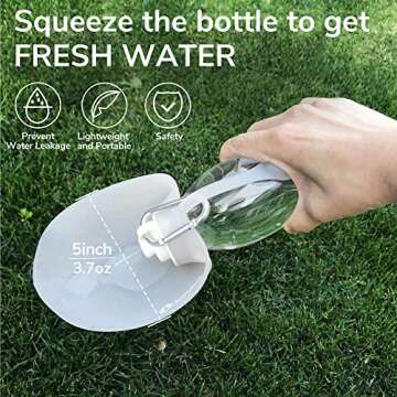 LumoLeaf Portable Pet Water Bottle, Reversible & Lightweight Water Dispenser for Dogs and Cats, Made of Food-Grade Silicone (20 Oz) - Grey