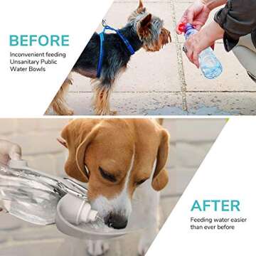 LumoLeaf Portable Pet Water Bottle, Reversible & Lightweight Water Dispenser for Dogs and Cats, Made of Food-Grade Silicone (20 Oz) - Grey