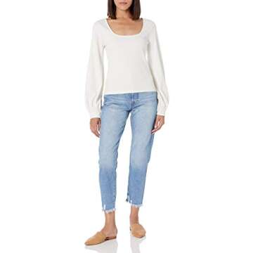 The Drop Women's Square-Neck Balloon-Sleeve Top in Ivory