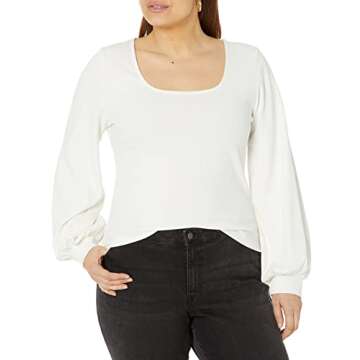The Drop Women's Square-Neck Balloon-Sleeve Top in Ivory