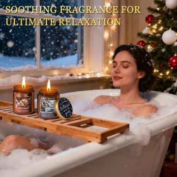 Christmas Candles Set, 4 Pack Xmas Scented Candles for Women, Winter Soy Candle for Home Scented Hol...