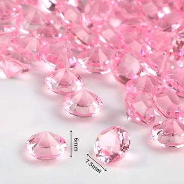 OUTUXED 1500pcs Pink Acrylic Crystal Diamonds for Events