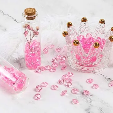 OUTUXED 1500pcs Pink Acrylic Crystal Diamonds for Events