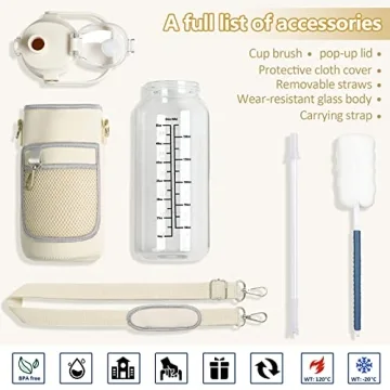 64oz Sturdy Glass Water Bottle - Stylish Hydration Solution