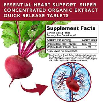 USDA Organic Beet Root Tablets 1350mg – Boost Energy & Heart Health