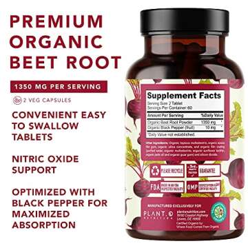 Plant.O Organic Beet Root Tablets for Energy & Heart Health