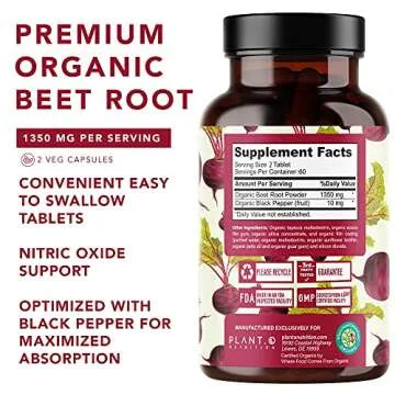 Plant.O Organic Beet Root Tablets for Energy & Heart Health