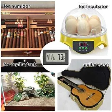 Qooltek Mini Hygrometer Thermometer LCD Display Digital Temperature Humidity Meter Gauge for Incubators Reptile and Humidors (Fahrenheit)