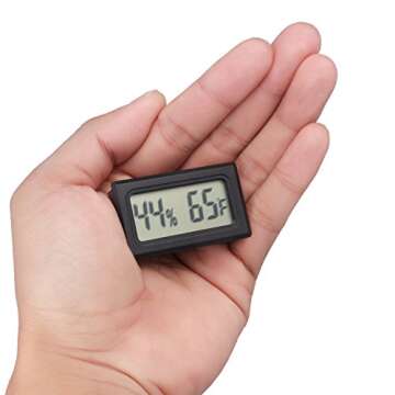 Qooltek Mini Hygrometer Thermometer LCD Display Digital Temperature Humidity Meter Gauge for Incubators Reptile and Humidors (Fahrenheit)