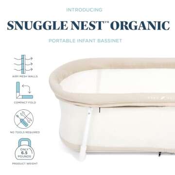 Baby Delight Snuggle Nest Bassinet, Portable Baby Bed, for Infants 0 – 5 Months, Organic Oat