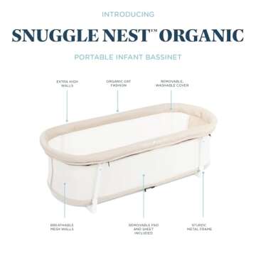 Baby Delight Snuggle Nest Bassinet, Portable Baby Bed, for Infants 0 – 5 Months, Organic Oat