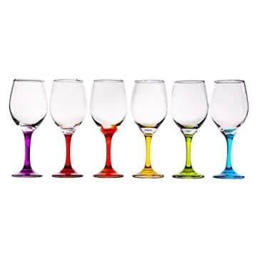 Trinkware Colored Stem Wine Glasses - Fun & Durable Set