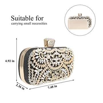 DA BODAN Womens Sparkly Rhinestone Crystal Clutch Bag Glitter Sequin Bridal Purse Evening Handbag fo...