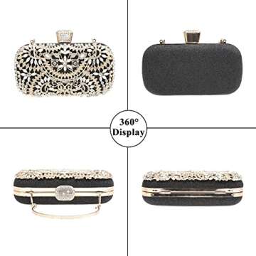 DA BODAN Womens Sparkly Rhinestone Crystal Clutch Bag Glitter Sequin Bridal Purse Evening Handbag for Wedding Party Prom