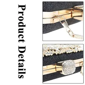 DA BODAN Womens Sparkly Rhinestone Crystal Clutch Bag Glitter Sequin Bridal Purse Evening Handbag for Wedding Party Prom