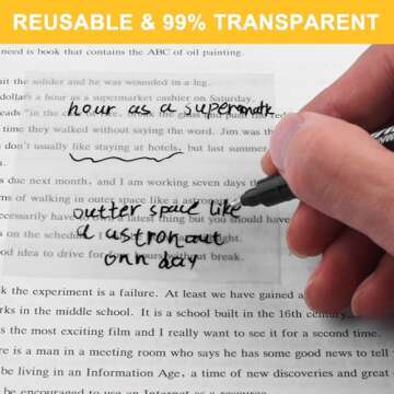 Transparent Sticky Notes with Marker - 7 Pack Clear 3x3 Inch