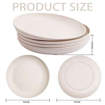 Supernal Eco-friendly 16 Piece Wheat Straw Dinner Plates Set for Parties and Picnics