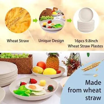 Supernal Wheat Straw Dinner Plates Set - Eco-friendly & Versatile