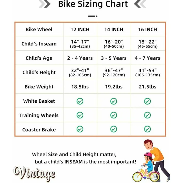 JOYSTAR Vintage Kids Bike with Training Wheels