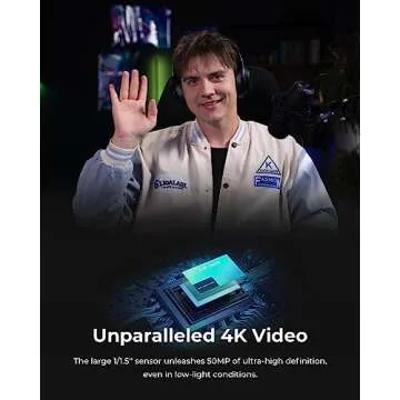 OBSBOT Tiny 2 Webcam 4K Voice Control PTZ, AI Tracking Multi-Mode & Auto Focus, Web Camera with 1/1.5" Sensor, Gesture Control, 60 FPS, HDR Light Correction, Webcam for PC, Streaming, Meeting, etc.