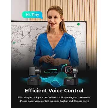 OBSBOT Tiny 2 Webcam 4K Voice Control PTZ, AI Tracking Multi-Mode & Auto Focus, Web Camera with 1/1.5" Sensor, Gesture Control, 60 FPS, HDR Light Correction, Webcam for PC, Streaming, Meeting, etc.