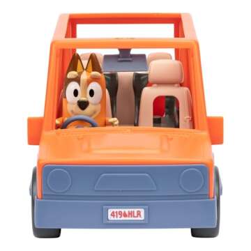 Bluey Heeler Family Road Trip 4WD Vehicle, Includes Articulated Chilli Figure, with Open Roof to Easily Fit 4 Figures Inside, Ideal for All 2.5 Inch Figures (Sold Separately)