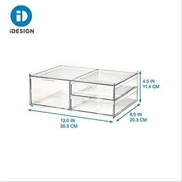 iDesign The Sarah Tanno Collection Wide Plastic Cosmetic Drawer Organizer, Clear