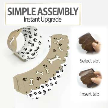 Cupcake Wrappers - Paw Print Pet Birthday Theme Party Supplies, Puppy Love Wedding, Bridal, Baby Shower Decoration Reversible Dog Bone Animal Rescue Patrol Dessert Wrap (Black, White, Brown 24 Count)