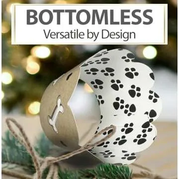 Cupcake Wrappers - Paw Print Pet Birthday Theme Party Supplies, Puppy Love Wedding, Bridal, Baby Shower Decoration Reversible Dog Bone Animal Rescue Patrol Dessert Wrap (Black, White, Brown 24 Count)