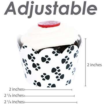 Cupcake Wrappers - Paw Print Pet Birthday Theme Party Supplies, Puppy Love Wedding, Bridal, Baby Shower Decoration Reversible Dog Bone Animal Rescue Patrol Dessert Wrap (Black, White, Brown 24 Count)