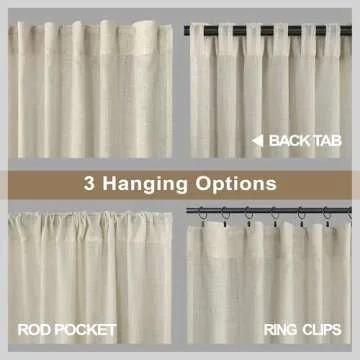 Pitalk Living Room Curtains 105 Inch Length 2 Panels Set Back Tab Beige Linen Sheer Curtains Extra long Custom Farm House Lightweight Semi Privacy Light Filtering Curtains for Patio Sliding Glass Door
