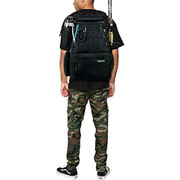 Rodeel Fishing Tackle Backpack 2 Fishing Rod Holders with 4 Tackle Boxes, Large Storage,Backpack for Trout Fishing Outdoor Sports Camping Hiking