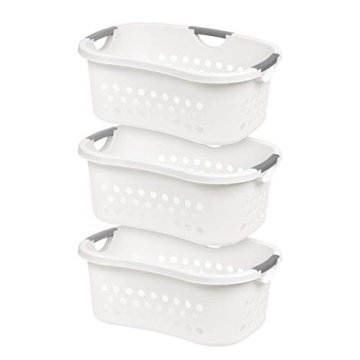 IRIS USA 50L Plastic Laundry Basket with Comfort Handles 3-Pack
