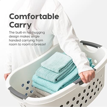 IRIS USA 50L Plastic Laundry Basket with Comfort Handles 3-Pack