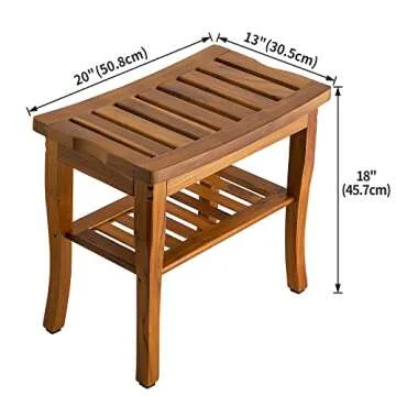 VaeFae Teak Shower Bench with Storage and Smooth Design