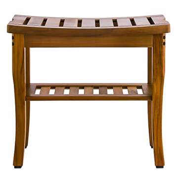 VaeFae Teak Shower Bench with Storage and Smooth Design