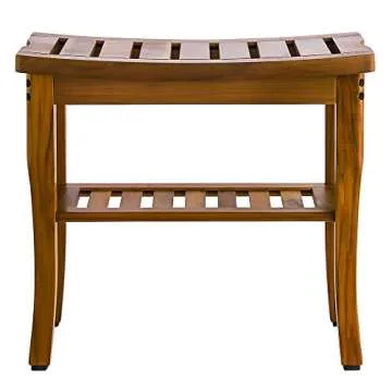 VaeFae Teak Shower Bench with Storage and Smooth Design