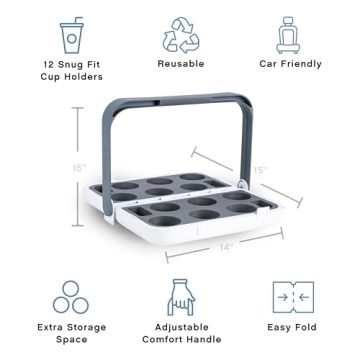 Bevee Reusable Drink Carrier for Up to 12 Cups Securely