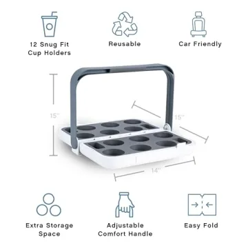 Bevee Reusable Drink Carrier for Up to 12 Cups Securely