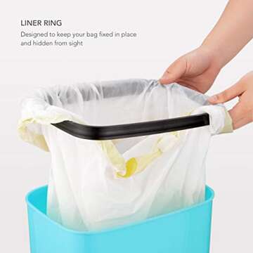 Ninestars, 3 Gal, Teal Blue DZT-12-5TB Bedroom or Bathroom Automatic Touchless Infrared Motion Sensor Trash Can, 12 L, ABS Plastic (Rectangular, Trashcan