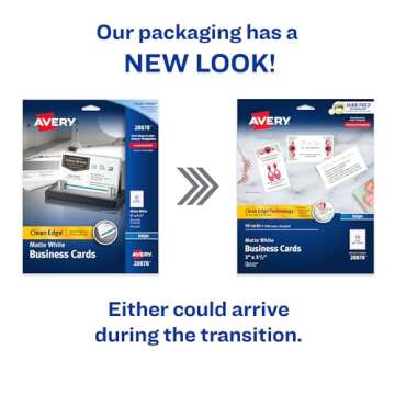 Avery Clean Edge Printable Business Cards with Sure Feed Technology, 2" x 3.5", White, 90 Blank Cards for Inkjet Printers (28878)