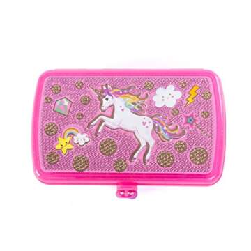 Hot Focus Treasure School Box with Lock – Unicorn Girls Pencil Case Box Includes Pencils, Notepad and Stickers