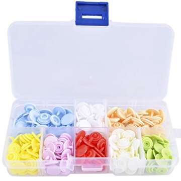 Blovec Plastic Snap Buttons and Snap Pliers Set 80 pcs No-Sew T3 T5 Snap-On Buttons Fasteners Organi...