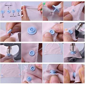 Blovec Plastic Snap Buttons and Snap Pliers Set 80 pcs No-Sew T3 T5 Snap-On Buttons Fasteners Organizer Storage Case for Sewing and Crafting
