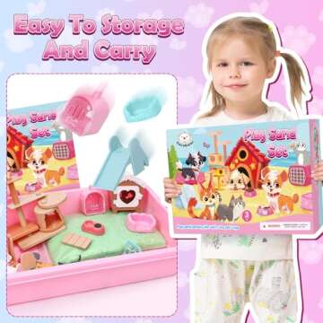 Lorfancy Cat Sandbox Toys Kids Play Sand Kit Toddler Sensory Bin Toy 2.2lbs Sand Pet Cat Figures Care Role Pretend Play Beach Toy Birthday Gift for Girls Boys 3 4 5 6 7 8 Years Old