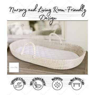 Baby Changing Basket by Woven Baby | Changing Basket for Baby Made of Seagrass | Comes with 2 Pcs. W...