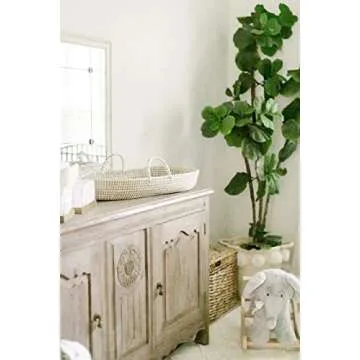 Baby Changing Basket by Woven Baby | Changing Basket for Baby Made of Seagrass | Comes with 2 Pcs. Washable Basket Changing Pad | Changing Basket Table Topper for Nursery | Changing Pad Basket